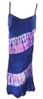 Seaton Womens Large Dress Tie Dye Silk Slip Midi Blue Pink Euc Free Ship