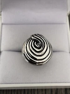 NEW 925 Sterling Silver Oxidized Swirl Ridged Ring Sz 6.75 10 Gr Statement Ring - Bild 1 von 9