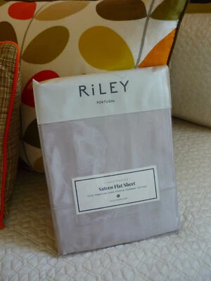 RILEY Portugal Sateen Flat Sheet Thistle Cal/King 110 x 104" 100% Premium Cotton - Image 1 of 4