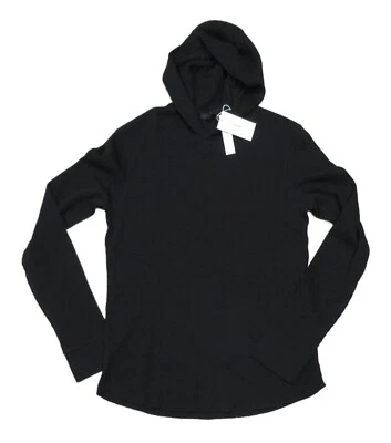 Vince Men's Black Waffle Knit Thermal Pullover Hoodie - Image 1 of 3