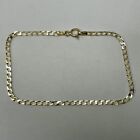 9ct Yellow Gold Fine Square Link Curb Bracelet. 7 Inches