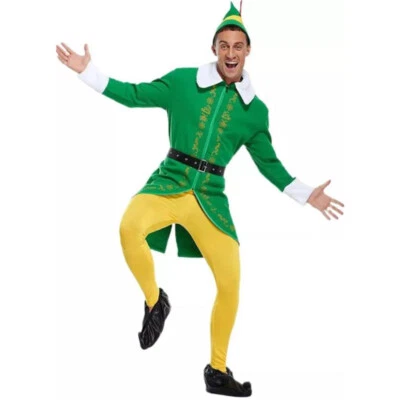 5Pcs/Set Buddy the Elf Costume Men Christmas Costume Cosplay Full Set Costume