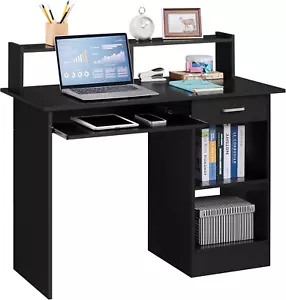 Home Office Wood Computer Desk with Drawers and Pull-Out Keyboard Tray, Study Wr - Picture 1 of 9