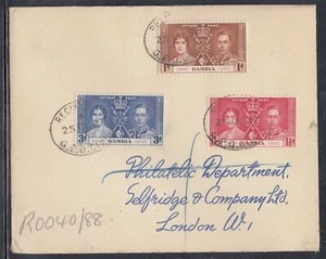 Gambia Scott 129-31 FDC - edición de coronación de 1937 - Imagen 1 de 1