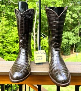 Custom Cordovan Brown Full Alligator Cowboy Boots in Men's Size 11.5E - Picture 1 of 10