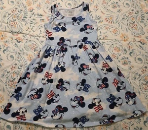 Disney Jumping Beans Girls 5 tank knit sun Patriotic Minnie & Mickey Mouse Dress - Picture 1 of 1