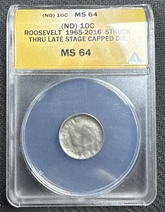 10c DIME ERROR STRUCK THRU LATE STAGE CAPPED DIE MS64 ~ 1965-2016 ROOSEVELT DIME - Picture 1 of 6