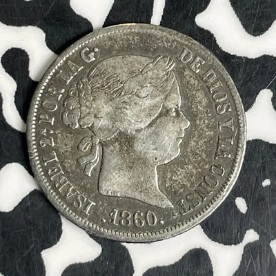 1860 Spain 2 Reales Lot#C2152 Silver! - Image 1 of 2