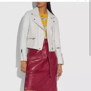 Coach White Leather Moto Jacket – Size S – Cropped Style – MSRP $900 - Picture 1 of 2