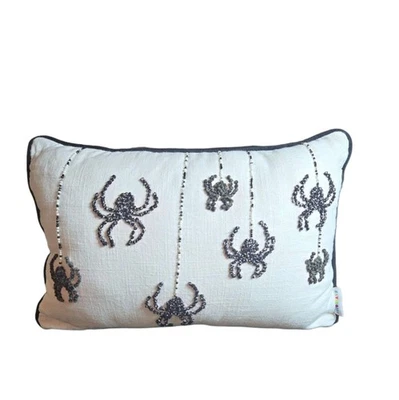 Novogratz Black & Off White Beaded French Knot Spider Accent Pillow 20"X14" - Image 1 of 4