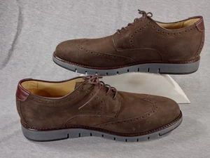 Johnston & Murphy Wingtip Brogue Dress/Casual Suede Shoes Mens 11.5 M Brown - Picture 1 of 15