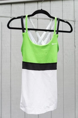 Camiseta sin mangas Nike Dri-Fit tenis S verde blanco entrenamiento atlético Foto 1 de 4