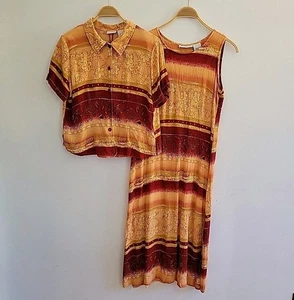 White Stag Vintage Hawaiian Maxi Dress Button Up Top Set 2 Piece Retro Tropical - Picture 1 of 19
