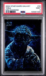 2024 Topps Chrome Star Wars Galaxy Mini-Diamond Refractor Yoda #92 PSA 9 - Picture 1 of 2