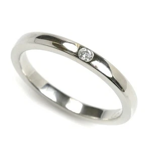 Anillo de boda de platino Cartier Pt950 1P diamantes talla 6 46 2,9G para mujer - Imagen 1 de 7
