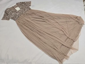 Maya Maternity Maxi Tulle Dress with Sequins Taupe Blush Available Size 12 &14 - Picture 1 of 5
