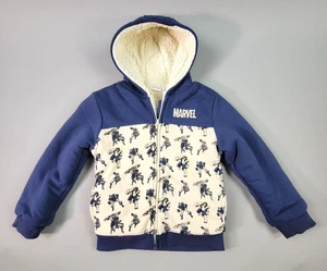 Marvel Super Heroes Kids Jacket Size 7 Hooded Sherpa Lined Full Zip Pockets - Picture 1 of 10