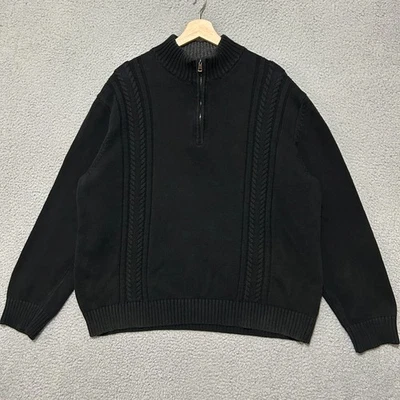 Suéter Calvin Klein 1/4 Cremallera Hombres 2XL Negro Pullover Tejido Algodón Foto 1 de 4