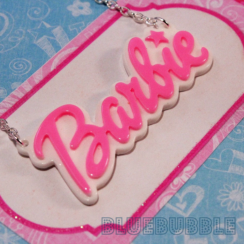 FUNKY LARGE BABY DOLL NAME NECKLACE CUTE KITSCH RETRO SWEET KAWAII SPICE PENDANT - Image 1 of 1