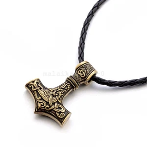Viking Necklace Celtic Thors Hammer Pendant Charm Norse Rune Men's Knot AU - Picture 1 of 10