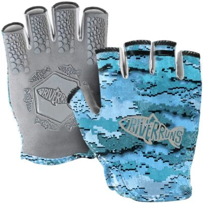 RIVERRUNS Fishing Gloves UPF50+ Sun Gloves Fingerless Fishing Glove Lightweight Breathable