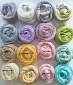 Pastel Colours* Pure Merino Wool Top Roving Felting Spinning & Crafting, 30-150g - Picture 1 of 33
