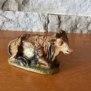 Vintage Christmas Nativity Paper Mache Putz Composition Italy 1950s Cow Ox Bull - Picture 1 of 10
