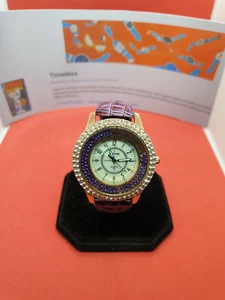 ladies Gogoey diamante set watchwith mother of pearl face & a purple strap.#ba. - Picture 1 of 9