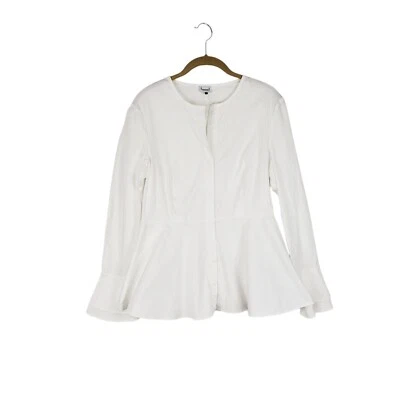 Top ajustado con botones Adolfo Dominguez manga larga blanco peplum talla 42 EE. UU. 8 Foto 1 de 4