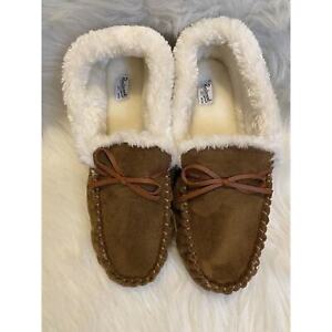 PEMBROOK women's moccasin slippers brown XL 11–12 (runs small) NEW