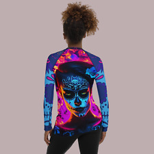 Day of the Dead Calavera Catrina Rash Guard Compression Shirt UPF 50 Women