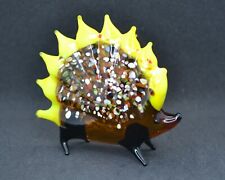 Glass Hedgehog Figurine - Yellow Glass Hedgehog Ornament - Glass Hedgehog Statue