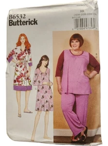 New & uncut Butterick sewing pattern #B6532 in sizes 18-24 Women's PJ's/Nightie - Picture 1 of 2