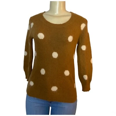 Wallace Pullover Sweater Brown Rabbit Hair Blend Polka Dot Small Preppy Grunge - Image 1 of 4