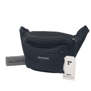 BALENCIAGA 482389 Waist Pouch Black Nylon Guaranteed Genuine With Dust Bag BA006 - Picture 1 of 12