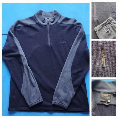 Icebreaker Sport 320 Lana Merino 1/4 Cremallera Hombre Pequeño Azul Gris Base Técnica Foto 1 de 4