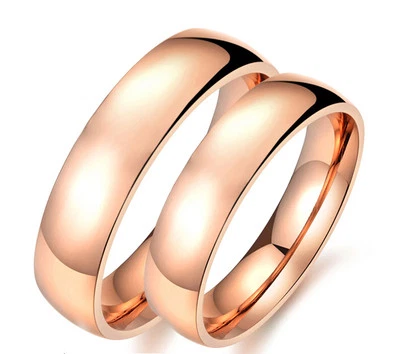 Moda Oro Rosa 18K Relleno 4.5mm Banda Pareja Anillo Compromiso/Boda H984 Foto 1 de 3