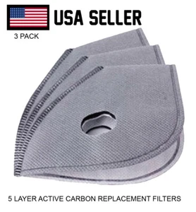 Active Carbon 6 Layer Protective Mask Filters 3 Pack of replaceable filters - Picture 1 of 4