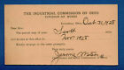 VINTAGE 1928 "INDUSTRIAL COMMISION OHIO MINES" SCOTT COAL MAP RECEIPT, COLUMBUS