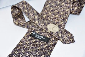 Christian Dior Monsieur Mens Neck Tie 100% Silk 55"x4" - Picture 1 of 9