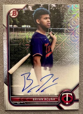 2022 Bowman Chrome Mojo Refractor Autograph BCMA-BA BRYAN ACUNA Atlanta Braves - Image 1 of 2