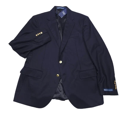 $898 Polo Ralph Lauren Navy Blue Wool Blazer Jacket w/ Gold Buttons Mens 42R - Image 1 of 4