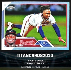 Ozzie Albies 2023 Topps Chrome Refractor Atlanta Braves #196 - Picture 1 of 2