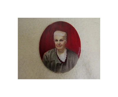 Pintura en miniatura de una dama, Kervick, Notre Dame, firmada Giulietta Foto 1 de 4