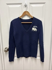 Vintage Ralph Lauren Sport Sweater Womens M Big Double Polo Pony Barbiecore - Picture 1 of 8