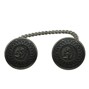 Sujetador de capa de cadena de soldado griego romano 4" botón de colección tono plata metal - Imagen 1 de 11