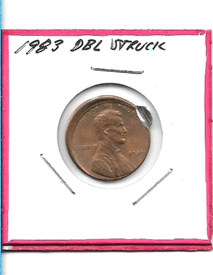 1983 Double Struck Lincoln Cent Both Strikes Off-Center - Image 1 of 2
