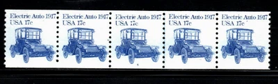 Stamp USA 13¢ Electric Auto 1917 - Plate #5 Coil Strip of 5 MNH stamps SC#1906 - Image 1 of 2