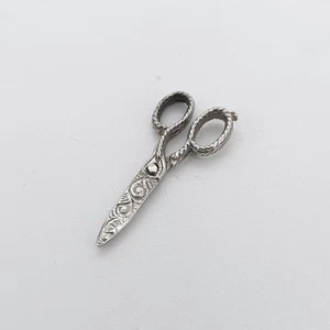 Vintage Silver Scissors Charm Miniature Ornate Seamstress Pendant 2.8 cm Rare - Picture 1 of 9
