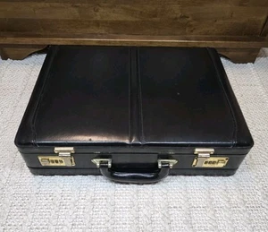 Zahlenschlösser Vintage erweiterbar Aktentasche schwarz Echtleder 45,5x33x11cm - Bild 1 von 12